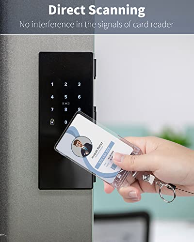 Pawfly 2 Pack Permanent Locking ID Badge Holder for Less Frequently Used Cards Vertical Hard Plastic Case Clear Card Protector Pouch for Passes Access Cards Student IDs Proximity RFID Key Cards - Image 4