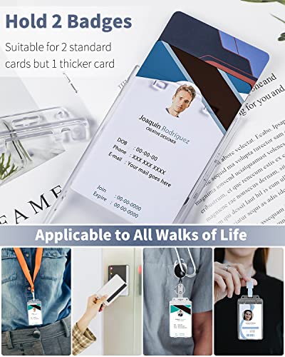 Pawfly 2 Pack Permanent Locking ID Badge Holder for Less Frequently Used Cards Vertical Hard Plastic Case Clear Card Protector Pouch for Passes Access Cards Student IDs Proximity RFID Key Cards - Image 5