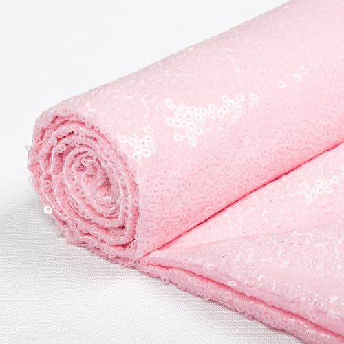 ShiDianYi 3 Feet 1 Yards-Sequin Fabric, by The Yard, Sequin Fabric, Tablecloth, Linen, for Xmas Decor (1 Yard, Blush Pink) - Image 1