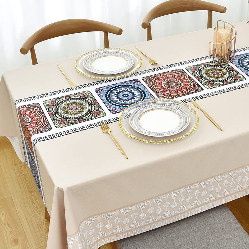 Zobesta Blue Vinyl Tablecloths for Rectangle Tables Waterproof Tablecloth PlasticPVC Table Cover Waterproof Table Clothes for 6 Foot Rectangle Tables 55 x 70 Inch 46 Seats Blue