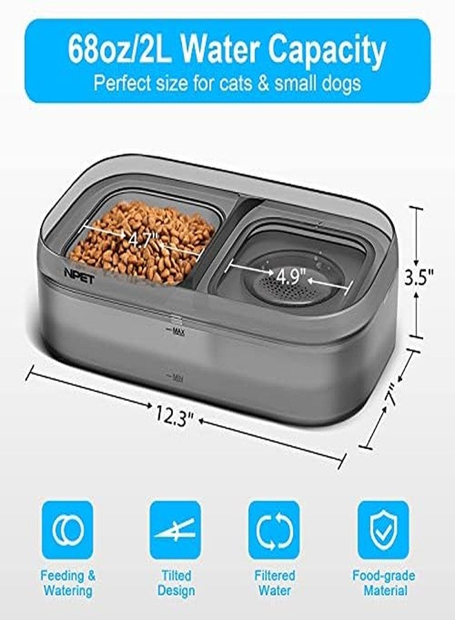 NPET Cat Bowl WB10, 2L Double Tilted Raised Cat Bowls for Food and Water Set with 2 Replacement Filters, No-Spill Feeding Drinking Dish Suitable for Indoor Cats & Small Dogs (WB10) - Image 3