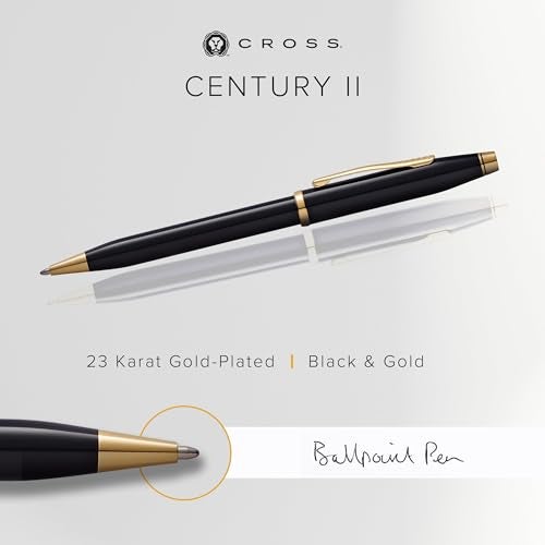 Cross Century II Refillable Ballpoint Pen Presented in a Luxury Gift Box - Medium Point, Black Ink, Black & Gold - Image 3