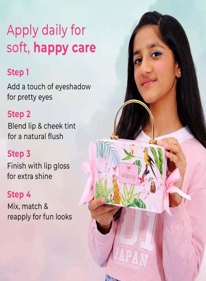 ويمسي مجموعة تجميل ويمسي بيوتي السحرية | مجموعة تجميل آمنة وغير سامة للأطفال والمراهقين | لوحة ظلال عيون، وملون شفاه، وملمع شفاه، وأظافر صناعية، وإسفنجة دمج المكياج | نباتية ولم تُختبر على الحيوانات (عبوة من 5 قطع) - Image 4