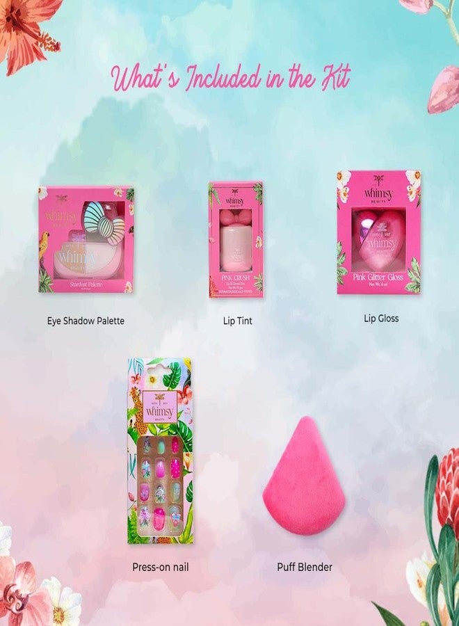 ويمسي مجموعة تجميل ويمسي بيوتي السحرية | مجموعة تجميل آمنة وغير سامة للأطفال والمراهقين | لوحة ظلال عيون، وملون شفاه، وملمع شفاه، وأظافر صناعية، وإسفنجة دمج المكياج | نباتية ولم تُختبر على الحيوانات (عبوة من 5 قطع) - Image 5