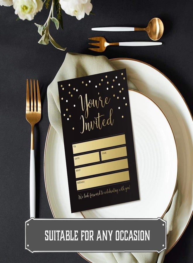 Hat Acrobat Black and Gold Party Invitations with Envelopes Perfect for Anniversary, Birthday, Rehearsal Dinner, Bachelorette Party, Graduation, 25 Pack - Image 4