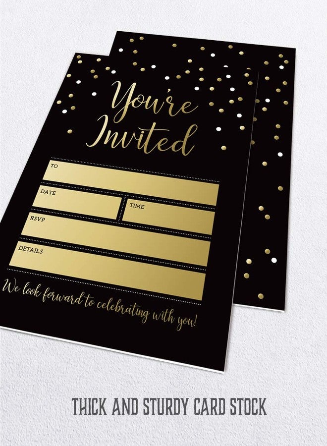 Hat Acrobat Black and Gold Party Invitations with Envelopes Perfect for Anniversary, Birthday, Rehearsal Dinner, Bachelorette Party, Graduation, 25 Pack - Image 3