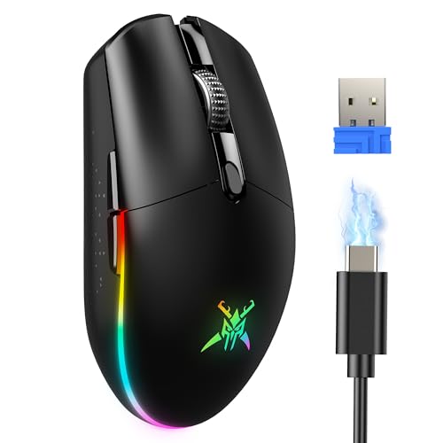 TECKNET Wireless Gaming Mouse Rechargeable - 8000 DPI, Long-Lasting 100Hrs Battery, RGB Backlit, 6 Programmable Buttons, Dual Connectivity (2.4G + USB-C) for PC, Mac, Laptop - Black - Image 1