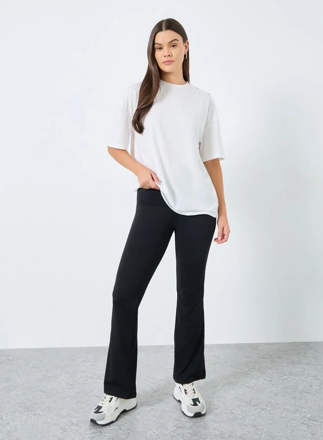 Styli Styli Black Plain Flared Leggings