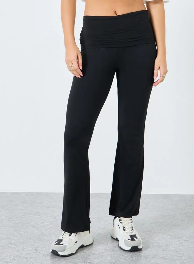 Styli Styli Black Plain Flared Leggings