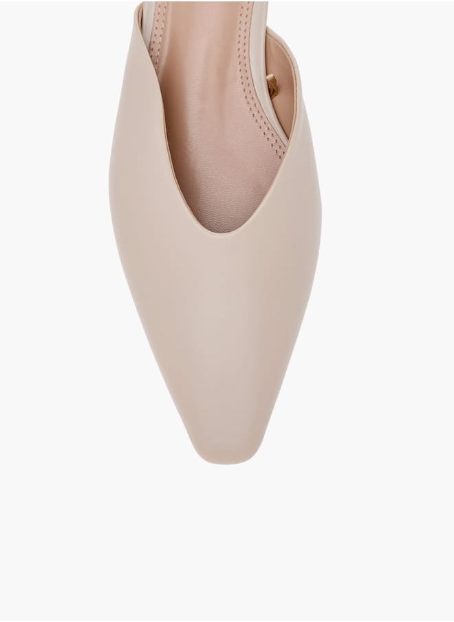 Celeste - Women's Solid Pointed Toe Slip-On Mules with Kitten Heels - Image 1