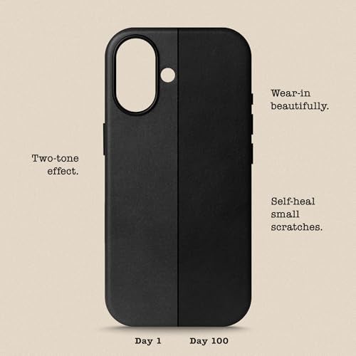 Le Pelle - Handcrafted Premium Italian Leather Case for iPhone 17 - [Built-in Camera Control] - Compatible with Magsafe - Two-Tone Effect with Unique Patina Over Time - Black - Image 5
