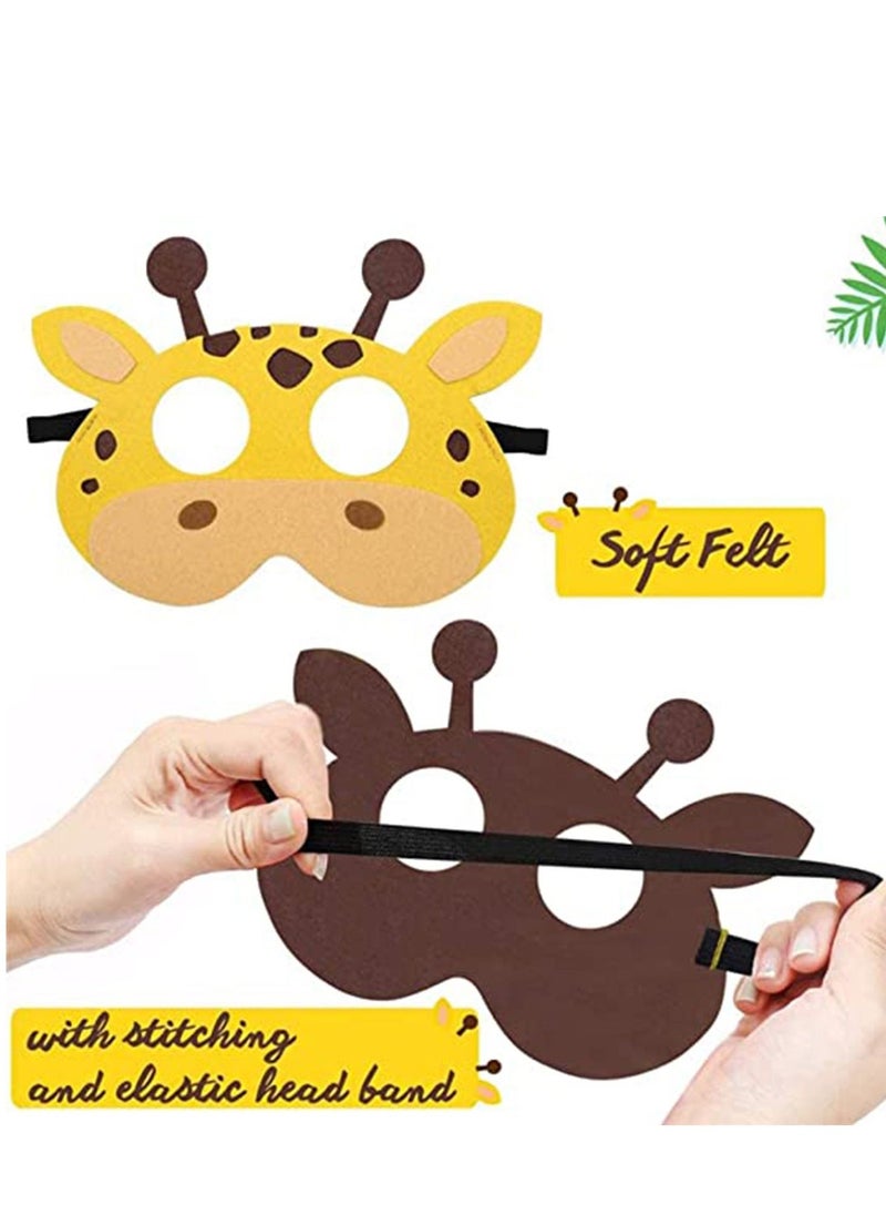 Jungle Party Decorations, Animal Felt Masks Wild Friends Theme Birthday Favors Kids Costumes Masks Dress-Up Supplies(12 Pieces)  - Image 3