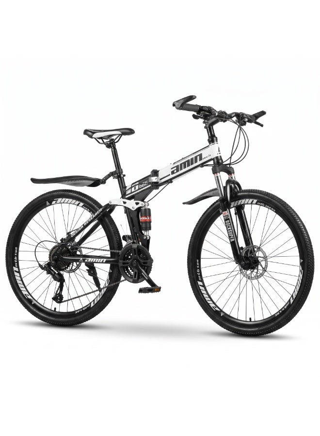 ETG 26-Inch Folding Mountain Bike, 21-Speed Full Suspension – High-Carbon Steel Frame - Image 1