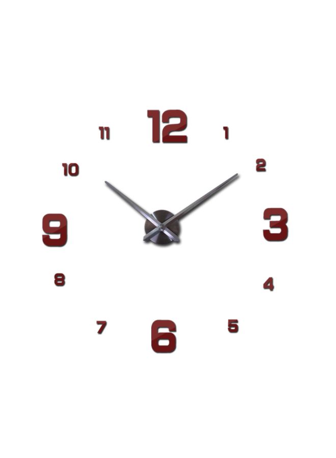 NIBEMINENT DIY European Numbers Patterned Quartz Wall Clock Red/Silver 15x10x4.5cm - Image 1
