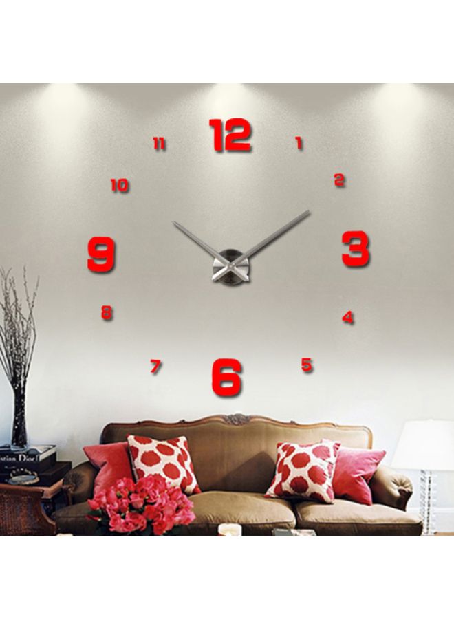 NIBEMINENT DIY European Numbers Patterned Quartz Wall Clock Red/Silver 15x10x4.5cm - Image 2