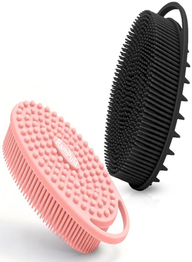 RamPula Silicone Body Scrubber - Dual-Sided Silicone Loofah for Shower, Set of 2 Soft Exfoliating Body Bath Shower Scrubber Loofah Brush Easy-to-Clean for Sensitive Kids Women Men All Kinds of Skin - Image 1