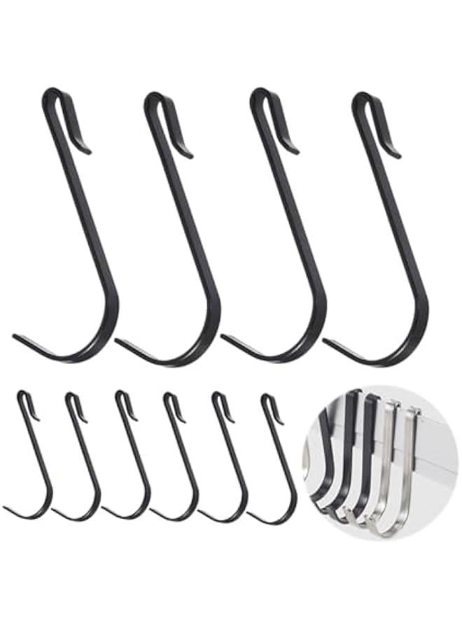 10 Pieces J-Shape Wire Rack Hook,Stainless Steel Small Hanging Sink Grid Clip Hook for Wire Shelf Storage Rack in Office Home Workshop Warehouse (Black) - Image 1