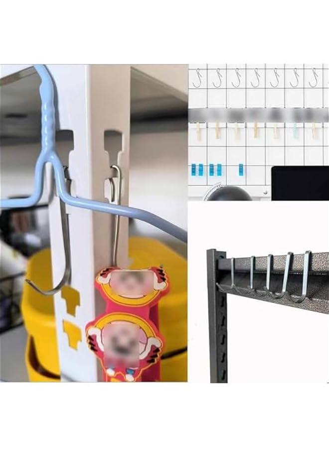 10 Pieces J-Shape Wire Rack Hook,Stainless Steel Small Hanging Sink Grid Clip Hook for Wire Shelf Storage Rack in Office Home Workshop Warehouse (Black) - Image 2