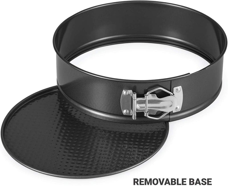 HAINE Non Stick Teflon Coated Spring Form Round Cake tins Mould for Baking Cakes, Pack of 3, Black, 18cm, 20cm, 22cm - Image 3