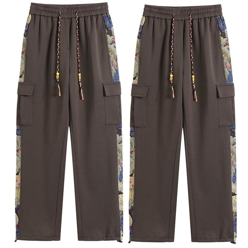 New Chinese Style National Style Embroidered Overalls Men'S New Loose Plus Size Straight Boys' Casual Long Pants For Men - Image 1