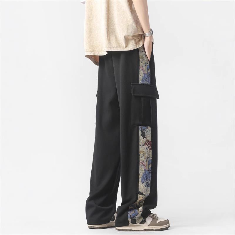 New Chinese Style National Style Embroidered Overalls Men'S New Loose Plus Size Straight Boys' Casual Long Pants For Men - Image 4