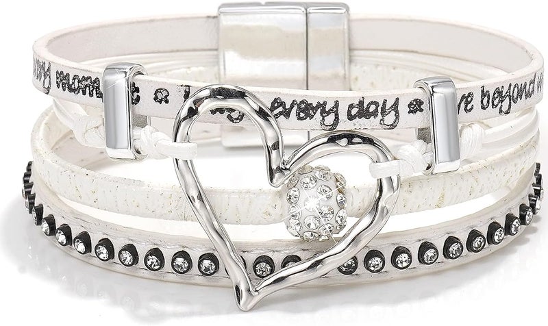 Suyi Women Wrap Bracelet Multilayered Leather Braided Bangle Wrist Cuff Bangles with Magnetic Buckle - Image 1