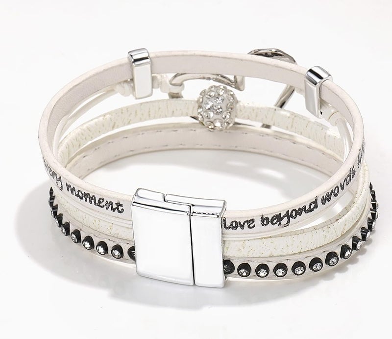 Suyi Women Wrap Bracelet Multilayered Leather Braided Bangle Wrist Cuff Bangles with Magnetic Buckle - Image 5