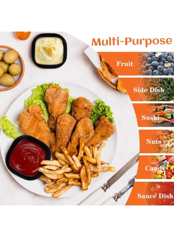 مجموعة من 6 أوعية صلصة الغمس، أطباق صلصة الصويا، أطباق الغمس للطماطم، الكاتشب، السوشي، وغيرها من لوازم الحفلات، العشاء (أسود) - Image 5