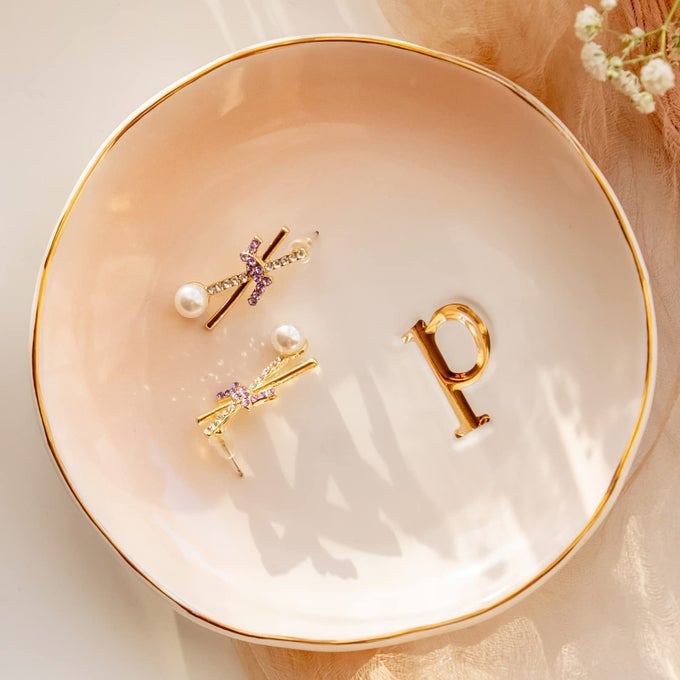 CERAMIC JEWELRY TRAY DECORATIVE TRINKET DISH FOR RINGS EARRINGS NECKLACES BRACELET WATCH KEYS BIRTHDAY MOTHERS DAY CHRISTMAS GIFT FOR WOMEN 475 COLORED SURFACE P