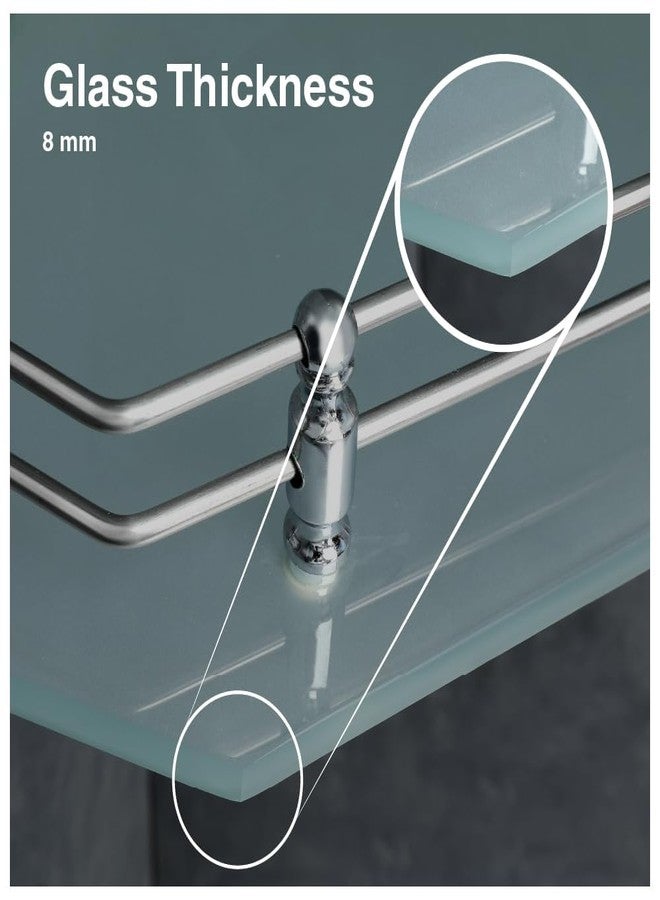 FORTUNE Wall Mounted Diamond Frosted Glass Corner Shelf, Bathroom Shelves, Corner Stand for Bathroom Racks, Bathroom Accessories for Homes, Hotels- (9 X 9 Inch, Pack of 1) - Image 3