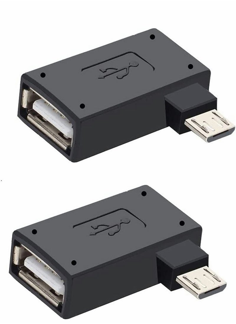 SYOSI 2 in 1 Powered Micro to USB OTG Adapter 90 Degree Right Angled for Fire Stick Host Devices Android Smart Phone or Tablet  - Image 1
