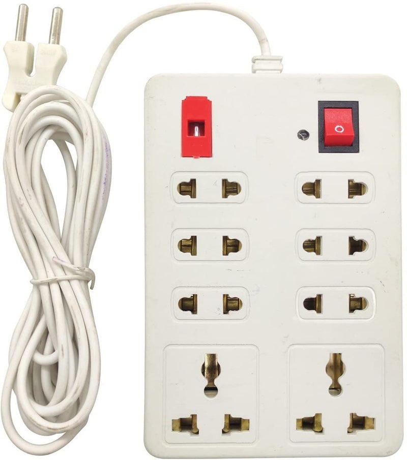 FLANKER FLANKER Round Extenson Board 15 mtr longwire and 3 pin 2Socket 6pin 2Socket Power Strip with 1 Master Switch and LED Indicator Surge prtector for HomeOffice etc Pack of 1 Without USB Port 
