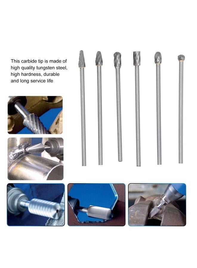 Pomya Cylinder Head Porting Kit, Die Grinder Bits, Tungsten Steel Silver for Grinding and Polishing Cast Iron, Carbon Steel - Image 2