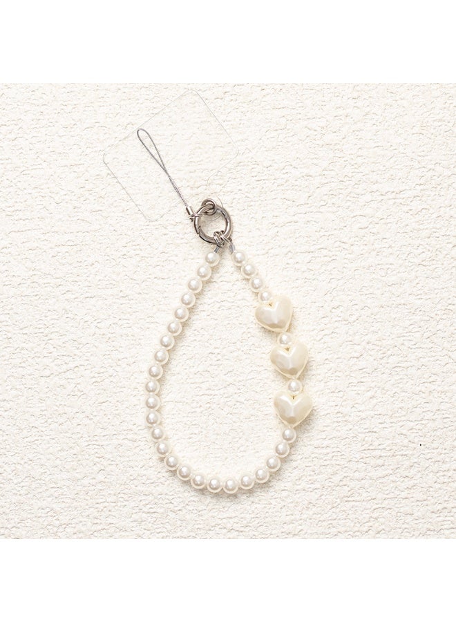 NIBEMINENT Phone Charm/ Chain Strap for Women Girls, Love Pearl Cell Phone Case Lanyard Wrist Strap