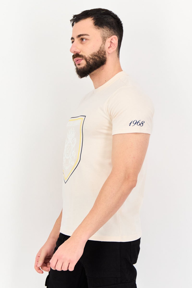 English Laundry Men Crew Neck Short Sleeves Graphic Print T-Shirt, Beige - Image 2