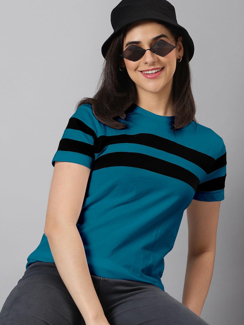 AUSK Women's Half Sleeve Regular Fit T-Shirt - Female Color-Teal - Image 2