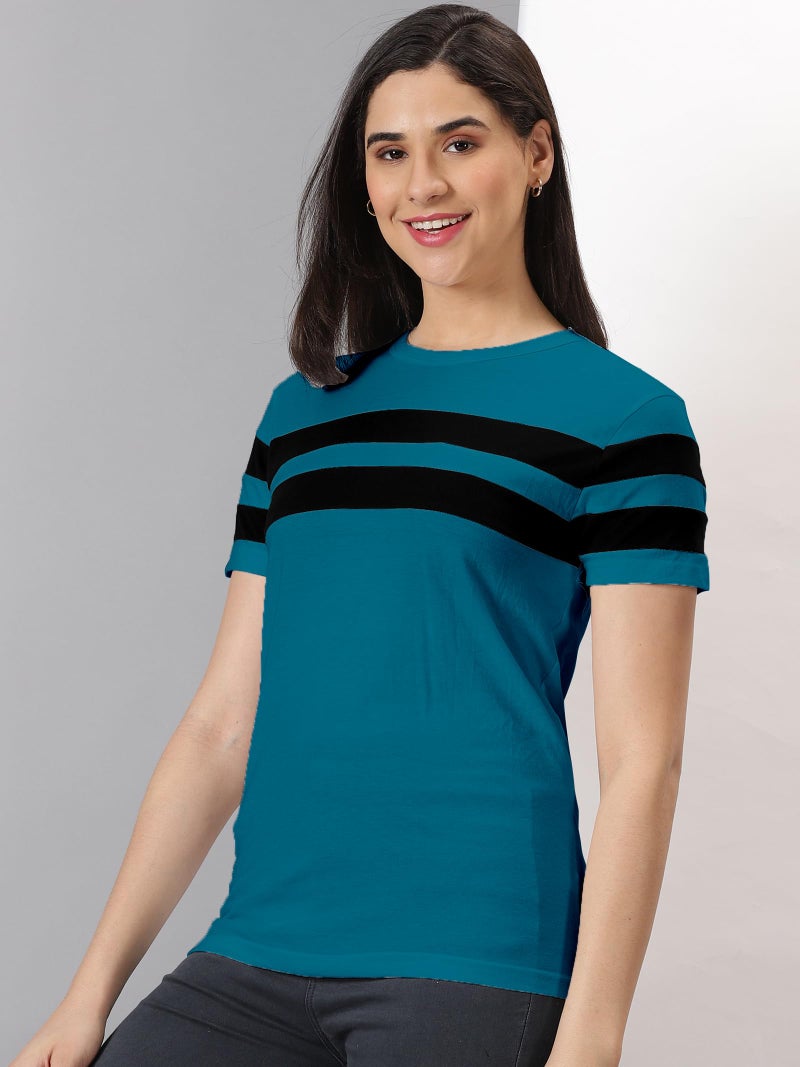 AUSK Women's Half Sleeve Regular Fit T-Shirt - Female Color-Teal - Image 4