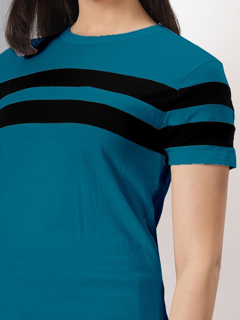 AUSK Women's Half Sleeve Regular Fit T-Shirt - Female Color-Teal - Image 5