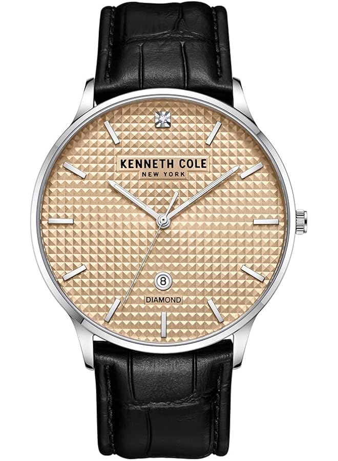 كينيث كول ساعة رجالية جلدية سوداء أنالوج - Image 1