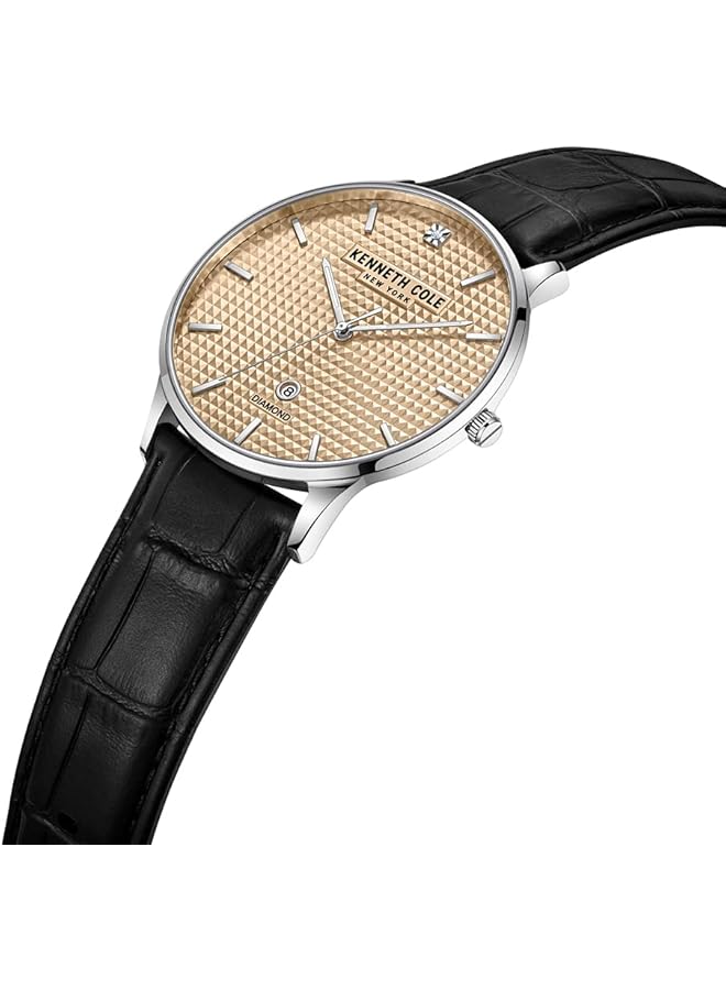 كينيث كول ساعة رجالية جلدية سوداء أنالوج - Image 2