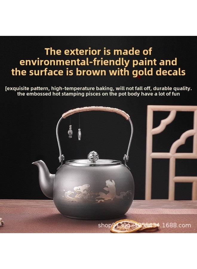 304 Stainless Steel Induction Cooker Boiling Kettle Teapot Flat Bottom Pot Electric Ceramic Stove Kettle Hotel Teapot Coffee Pot-Capacity:304 Material 1.5l White Lotus Pot With Filter  - Image 4