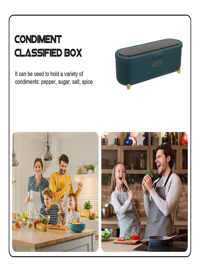 MEETDIP 4 Compartments Seasoning Box With Lid, Seasoning Storage Box Container, Seasoning Box with Cover and Serving Spoons, Kitchen Condiment Jars, Plastic Seasoning Box(1ps/Multicolour) - Image 4