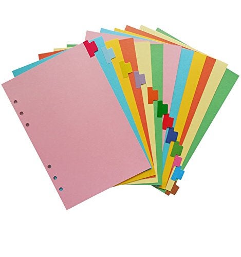 Chris.W A5 Size 6-Ring Paper Index Divider Category Page Tab Indexing Cards, Great Personal Planner/Notebook/Loose Leaf Binders/Reposrts Accessories, 1 Set of 12 Tabs - Image 5