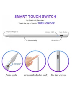 Generic Fast Charging Stylus Pen for iPad 9th & 10th Generation – Palm Rejection, Tilt Sensitivity, Magnetic Attachment, Compatible with iPad 2018-2024  - Image 2