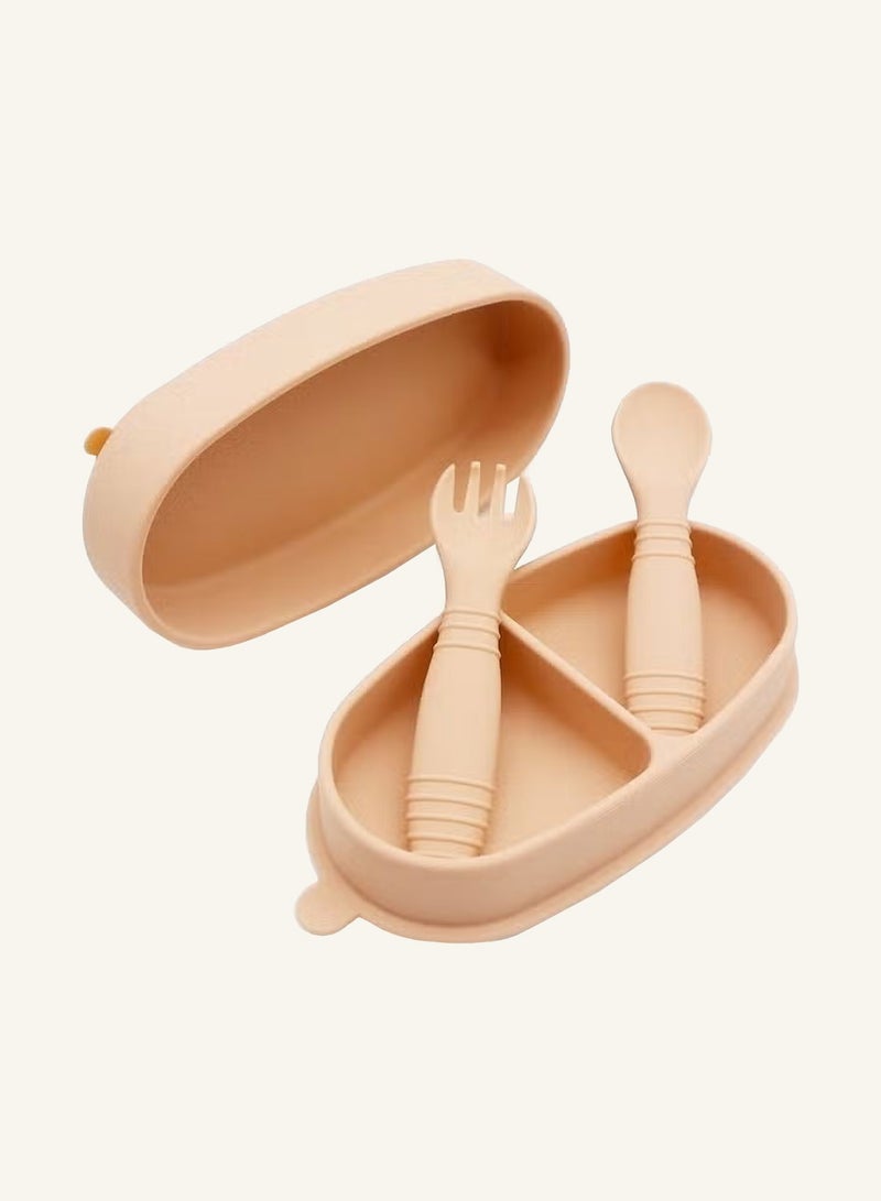 مارلو وسيج مجموعة أطباق وحاويات مارلو آند سيج واندرر، مجموعة أطباق للأطفال، أدوات مائدة لتغذية أغذية الأطفال، طبق أكل الطفل + ملعقة، مساعدة الأطفال - مجموعة التدريب على التغذية الذاتية - Image 1