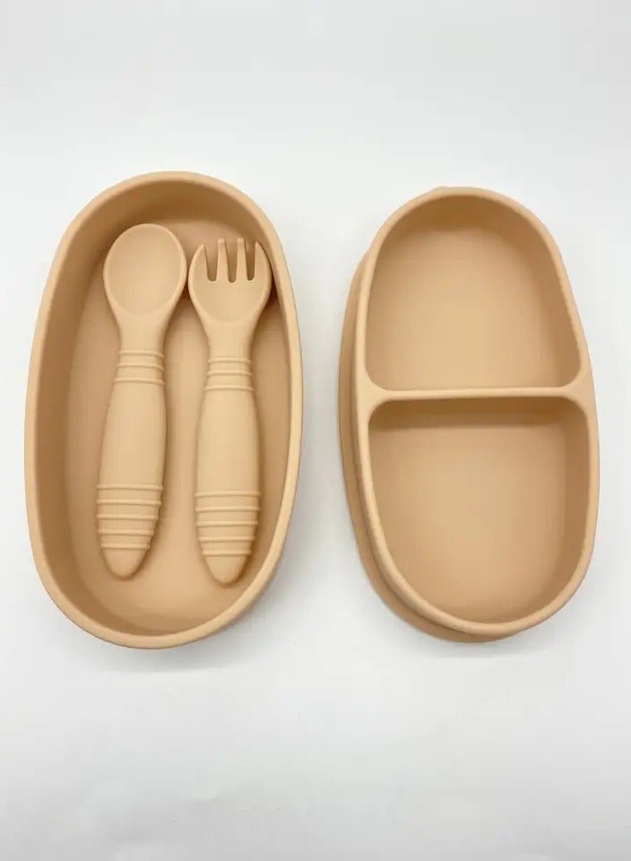 مارلو وسيج مجموعة أطباق وحاويات مارلو آند سيج واندرر، مجموعة أطباق للأطفال، أدوات مائدة لتغذية أغذية الأطفال، طبق أكل الطفل + ملعقة، مساعدة الأطفال - مجموعة التدريب على التغذية الذاتية - Image 3