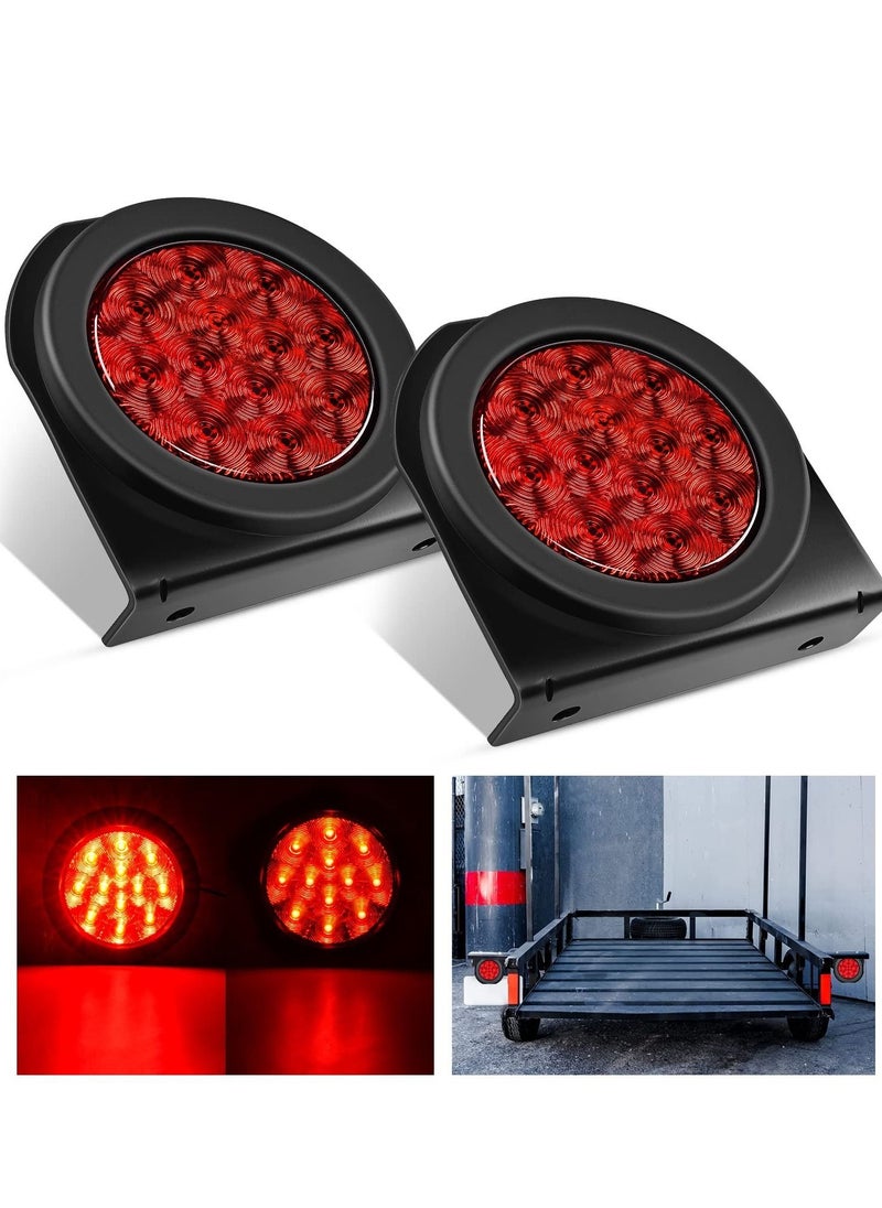 KASTWAVE مصباح ذيل مقطورة دائري، 2 قطع 24LED مصابيح توقف حمراء ومكابح وإشارات الانعطاف، 4 بوصة مصابيح ذيل مقطورة من الفولاذ المقاوم للصدأ للشاحنة، الفان، المعسكر، القارب، اللوري (معتمد من DOT)  - Image 5