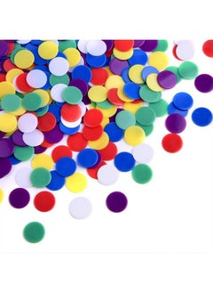 Coopay 300 Pieces Counters Counting Chips Plastic Markers Mixed Colors For Bingo Chips Game Tokens Contain White Blue Green Yellow Red Purple Colors  - Image 3