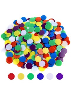 Coopay 300 Pieces Counters Counting Chips Plastic Markers Mixed Colors For Bingo Chips Game Tokens Contain White Blue Green Yellow Red Purple Colors  - Image 2