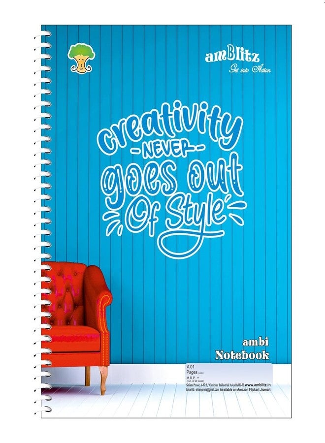 amblitz Spiral Notebook | 400 Pages | A4 Size | Single Line Ruled | Beautiful Covers with Motivational Quotes | Pack of 1 Notebook | School College Student Notemaking Notebook | 70 GSM Thick Paper | - Image 1